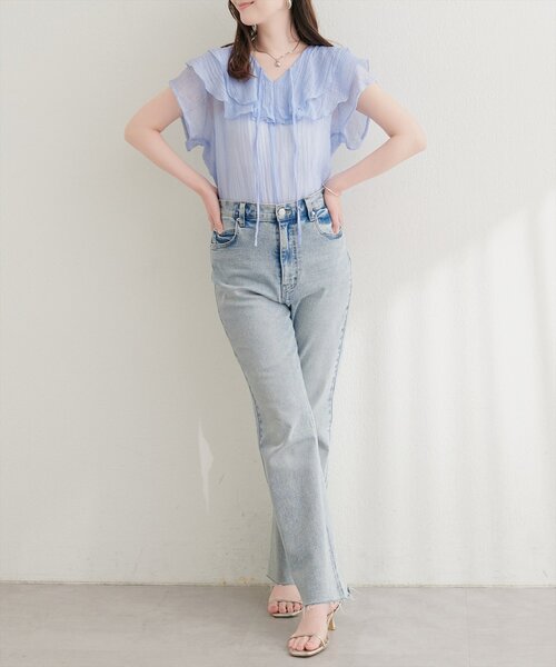 natural couture リネンシャツ ブラウス シャツ 半袖 シアーワッシャー
