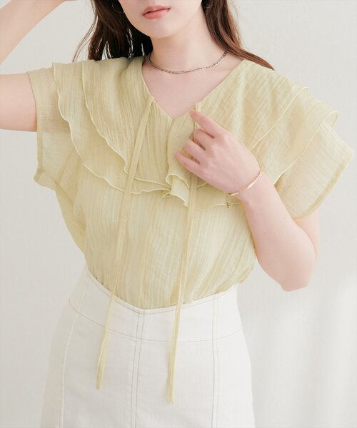 natural couture リネンシャツ ブラウス シャツ 半袖 シアーワッシャー