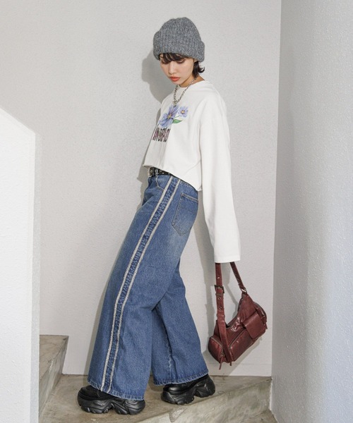 「PAGEBOY」 デニムパンツ MEDIUM ブルー レディース_画像3