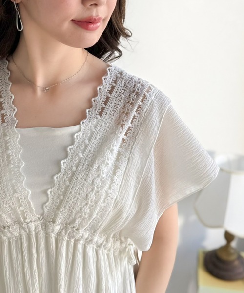 「mily bilet」 半袖ワンピース X-LARGE オフホワイト レディース_画像5