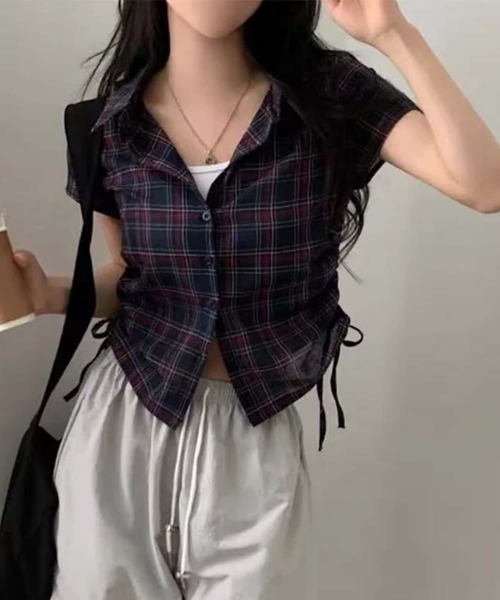 「MAISON DE THERESE」 半袖シャツ X-LARGE ネイビー レディース_画像2