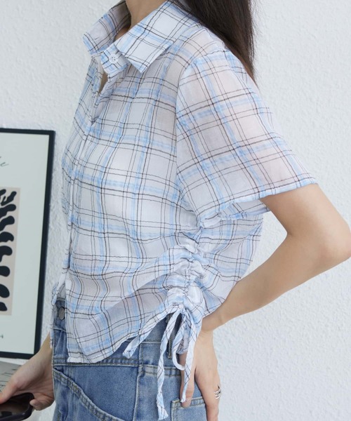 「MAISON DE THERESE」 半袖シャツ X-LARGE ネイビー レディース_画像4