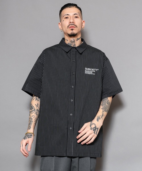 「Subciety」 半袖シャツ LARGE ブラック メンズ_画像9