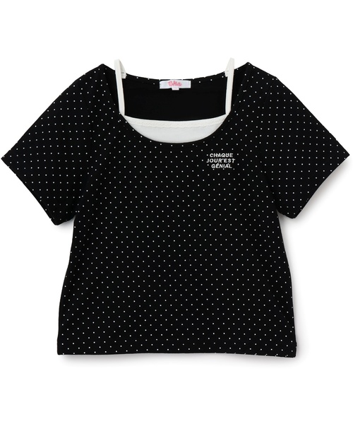 PINK-latte（ピンクラテ） tシャツ ドット柄レイヤード風トップス
