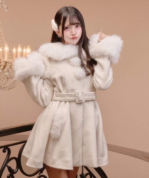 Pal elfy コート アウター ファー付きヒロインフレアコート レディース