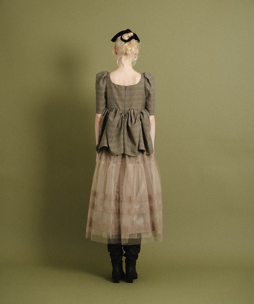 et.UNiVER オケージョンワンピース　ドレス et.UNiVER ドレス check tulle Dress : ZOZOTOWN Yahoo!店 - 通販