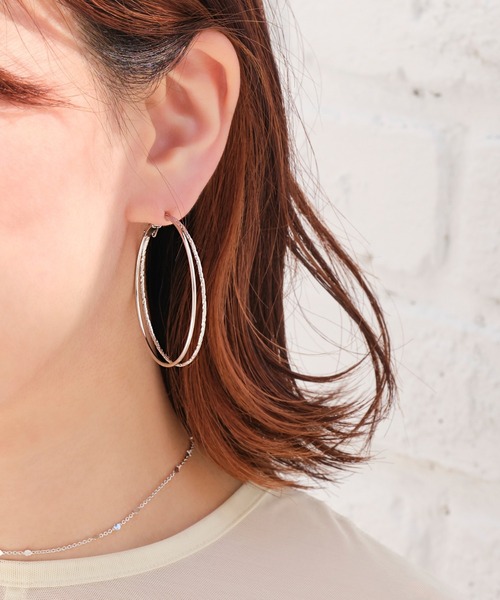 【特別な日に極上の贅沢を！】PHOEBE PHILO ダブルボール ピアス Phoebe ピアス ダブルラインフープピアス シルバー/大ぶり/存在