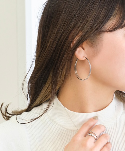 【特別な日に極上の贅沢を!】PHOEBE PHILO ダブルボール ピアス Phoebe ピアス ダブルラインフープピアス シルバー/大ぶり/存在