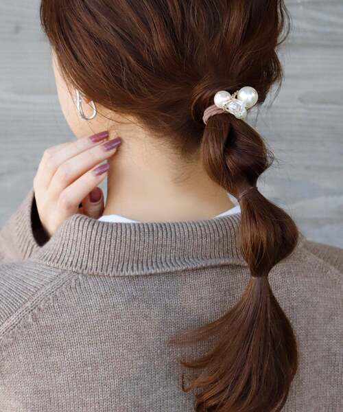 ANEMONE（アネモネ） ヘアゴム くすみカラーの連なりパールヘアゴム