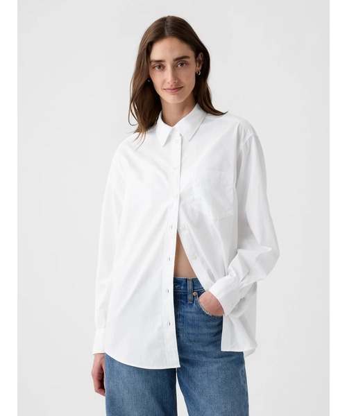 ブラウス シャツ オーガニックコットン ビッグシャツ レディース GAP ブラウス シャツ オーガニックコットン ビッグシャツ