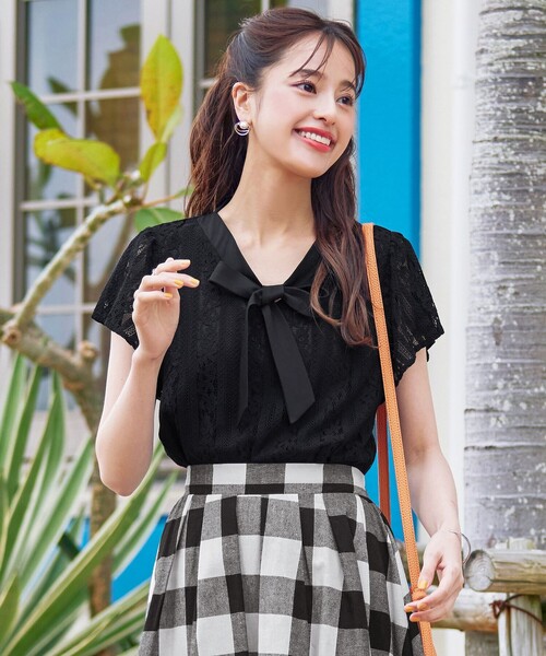 Tiaclasse ブラウス シャツ 「洗える」幅広く活躍が期待できるボウタイ