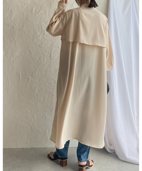 She's Closet シャツワンピース バンドカラーボリュームスリーブ