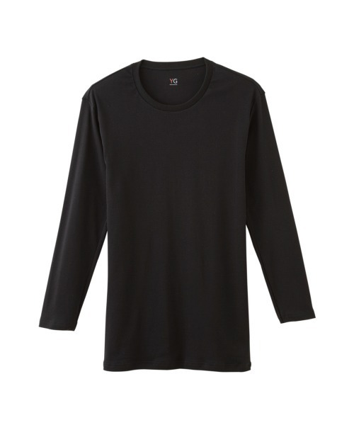 YG ブラック 長袖カットソー YG インナーシャツ 肌着 クルーネック 長袖インナー 綿100％ メンズ