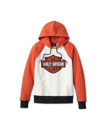 パーカー カスタムカラーブロックバー＆シールドプルオーバーパーカー レディース Harley Davidson パーカー カスタムカラーブロックバー