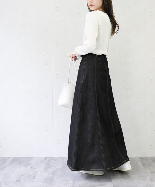 ✨️6/8限定値下げ価格✨️45R✨️デニムフレアスカート Per sist ence デニムスカート 11ozデニムフレアスカート