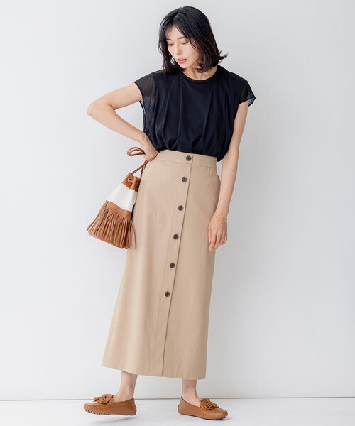 tシャツ 「洗える」チュールコンビジャージー シアー カットソー レディース 23区 tシャツ 「洗える」チュールコンビジャージー シアー