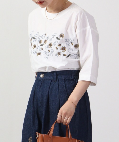 ブラウス シャツ EMAGOレモンスカッシュ刺繍ブラウス レディース