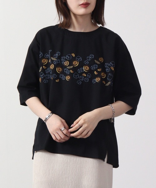 ブラウス シャツ EMAGOレモンスカッシュ刺繍ブラウス レディース Emago ブラウス シャツ EMAGOレモンスカッシュ刺繍ブラウス