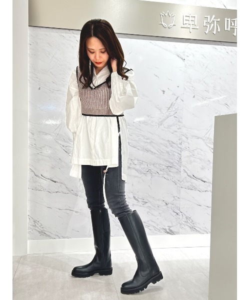 E】未使用！卑弥呼 HIMIKO コンビストレッチブーツ レザー 21.5 購入 E