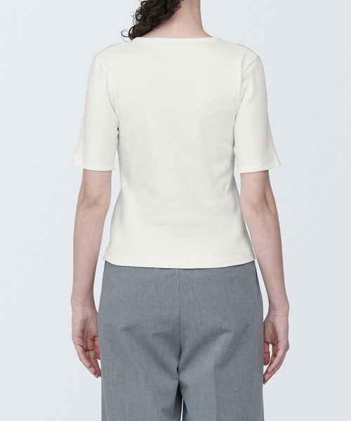 無印良品 tシャツ Tシャツ 婦人 ストレッチリブ編みクルーネック