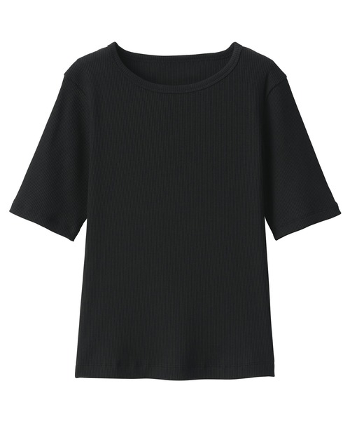 無印良品（MUJI） tシャツ Tシャツ 婦人 ストレッチリブ編みクルー