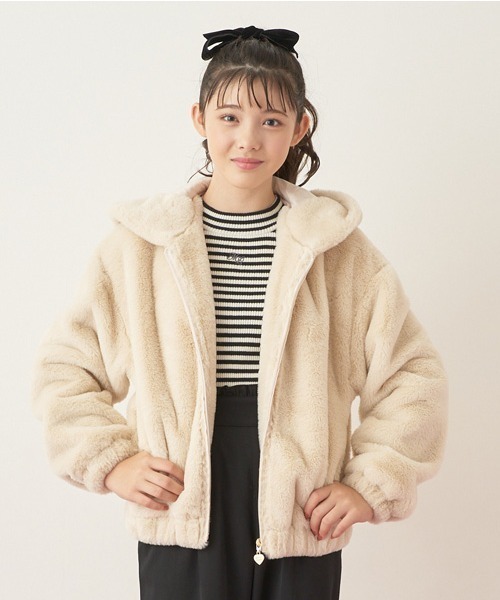 新品タグ付き　メゾピアノ 女の子中綿入りアウター　フェイクファーブルゾン　130 mezzo piano Junior ブルゾン アウター フェイクファーブルゾン