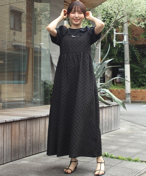 INCEDE ワンピース ふくれジャガード チェックジャンパー