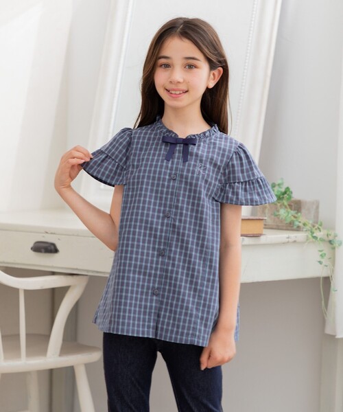 組曲 ブラウス シャツ 「110-140cm」チェックラッフル キッズ