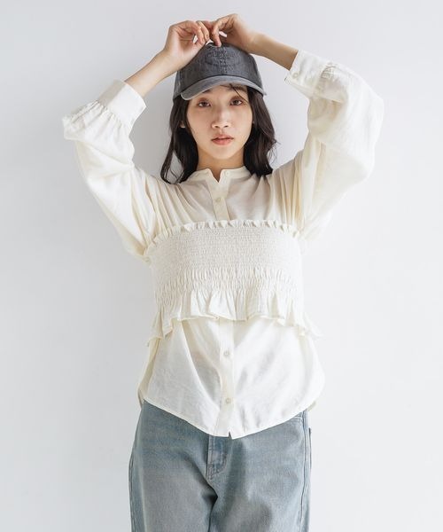 LOWRYS FARM ブラウス シャツ マルチWAY2PチュニックLS