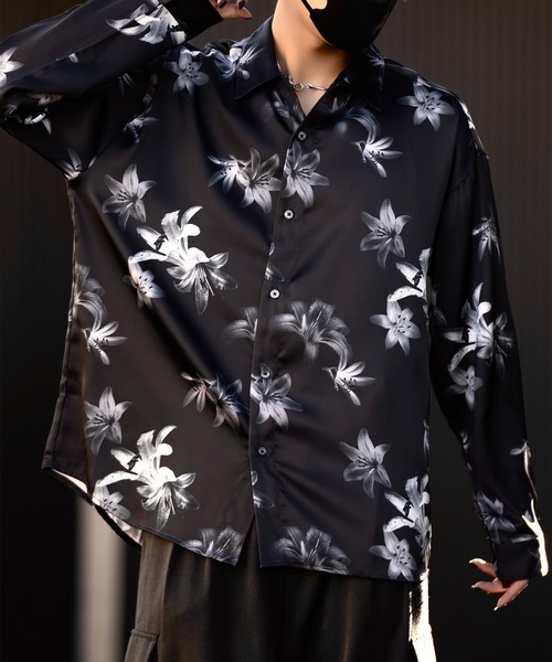 CLEL シャツ 「CLEL」Loose Draped Floral Pattern Shirt/ルーズ