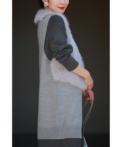 cawaii ベスト ジレ お尻隠れる スッキリ見え ロングファーベスト