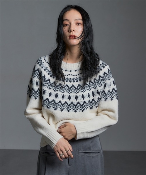 Soiunique（スワユニーク） ニット セーター ノルディック求心柄ニット