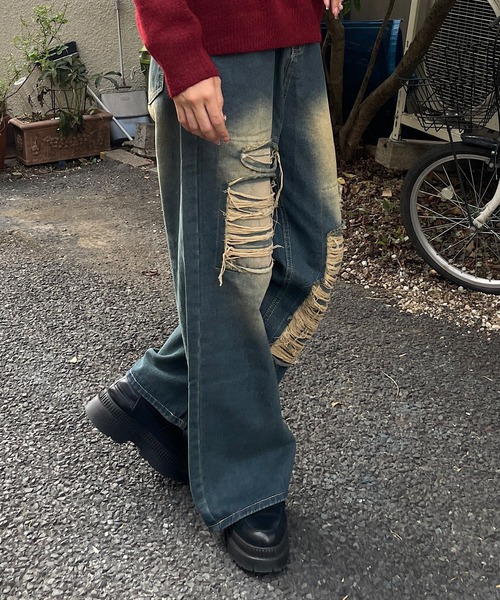セール デニムリメイクショルダーバッグ ショルダーバッグ ROGER AND RAW ロジャーアンドロウ のファッション通販