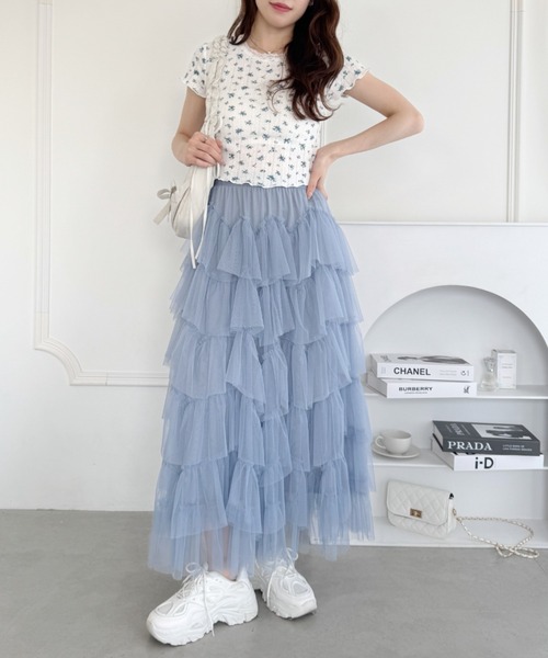 Loueme スカート ボリュームティアードチュールスカート