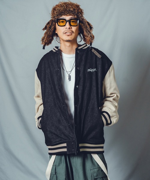 スタジャン　NEFE NineMicrophones スタジャン DENIM STADIUM JKT メンズ
