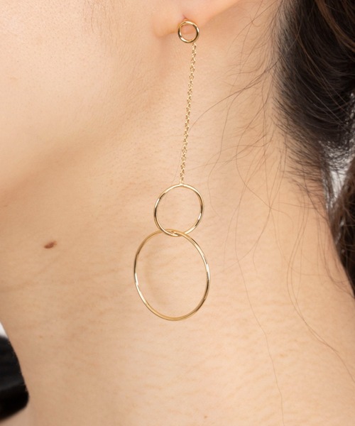 ピアス 「AURORE HAVENNE」ロングピアス シルバー ゴールド サークル