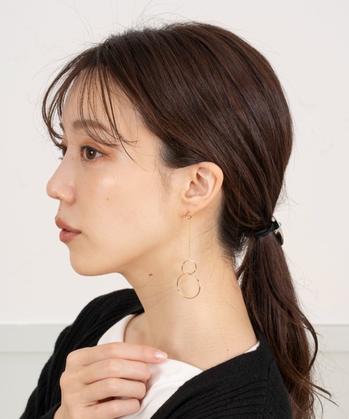 ピアス 「AURORE HAVENNE」ロングピアス シルバー ゴールド サークル