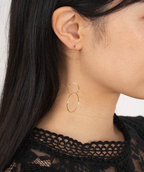 ピアス 「AURORE HAVENNE」ロングピアス シルバー ゴールド サークル