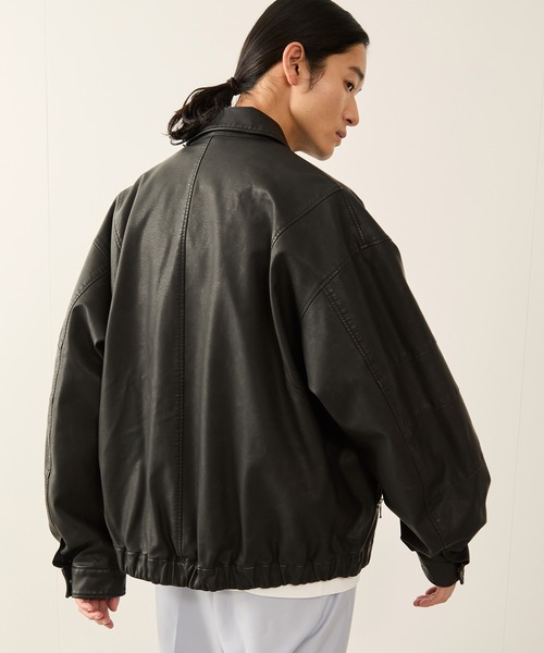 JUNRED 革ジャン ライダース シンセティックレザーバイカー