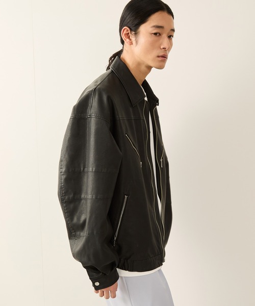 JUNRED 革ジャン ライダース シンセティックレザーバイカー