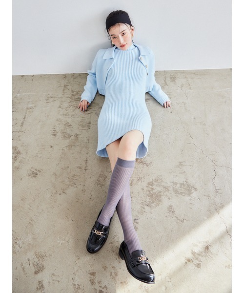 LILY BROWN ワンピース ハイネックミニニットワンピース