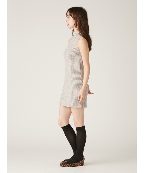 LILY BROWN ワンピース ハイネックミニニットワンピース
