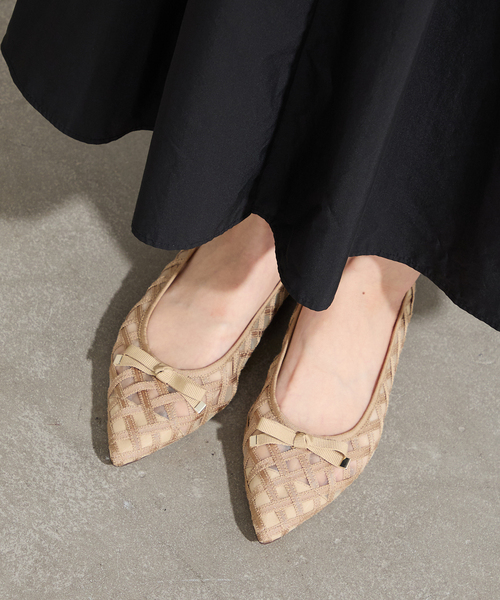 LE TALON バレエシューズ パンプス ポインテッドGINGHAMチュール