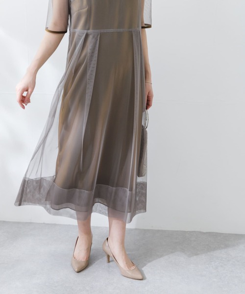kaene ワンピース kaene シャンブレーキャミドッキングドレス(sh