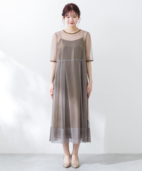 kaene（カエン） ワンピース シャンブレーキャミドッキングドレス(lo