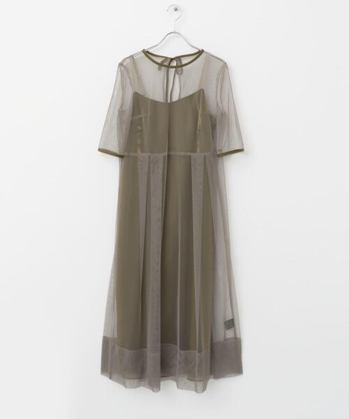 kaene（カエン） ワンピース シャンブレーキャミドッキングドレス(lo