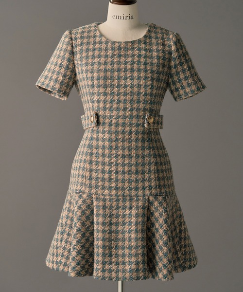 EmiriaWiz エミリアウィズ ワンピース Tweed Dress Mサイズ Tweed Dress with Chemical Lace | エミリアウィズ 公式オンラインストア