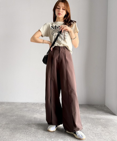 ELFSACK パンツ リボン ゆったり レギュラーストレート FREAK'S STORE パンツ 限定展開 ウエスト リボン ストレート