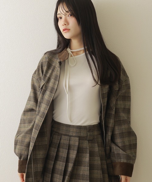 M DOLLY ブルゾン アウター check stand collar jacket/チェック