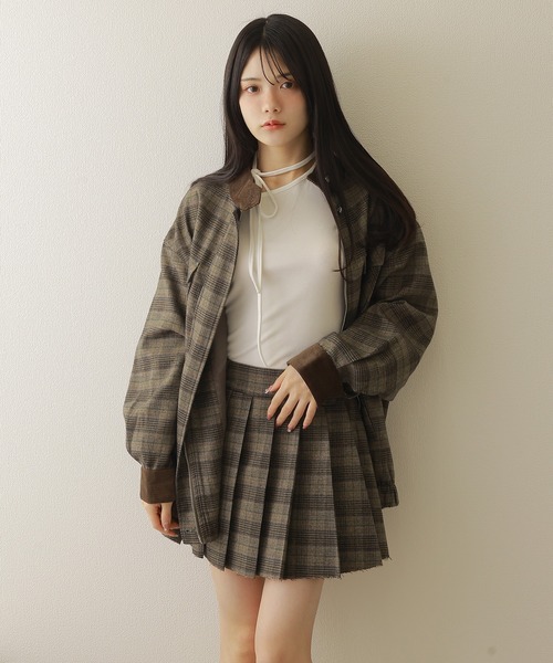 M DOLLY ブルゾン アウター check stand collar jacket/チェック